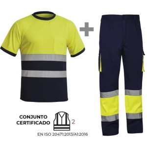 CONJUNTO CLASE 2 ALTA VISIBILIDAD BICOLOR. CAMISETA y PANTALÓN