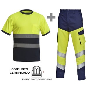 CONJUNTO CLASE 3 ALTA VISIBILIDAD BICOLOR. CAMSIETA y PANTALÓN