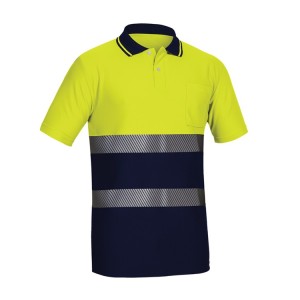 POLO MANGA CORTA ALTA VISIBILIDAD COMBINADO BANDAS SEGMENTADAS ADEEPI - CLASE 1