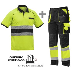 CONJUNTO CLASE 2 FORTE ALTA VISIBILIDAD BICOLOR. POLO y PANTALÓN