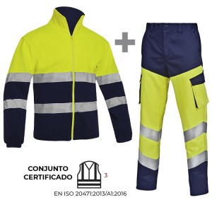 CONJUNTO CLASE 3 ALTA VISIBILIDAD BICOLOR. FORRO POLAR y PANTALÓN