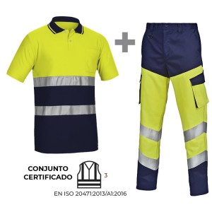CONJUNTO CLASE 3 ALTA VISIBILIDAD BICOLOR. POLO y PANTALÓN