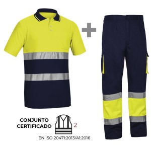 CONJUNTO CLASE 2 ALTA VISIBILIDAD BICOLOR. POLO y PANTALÓN